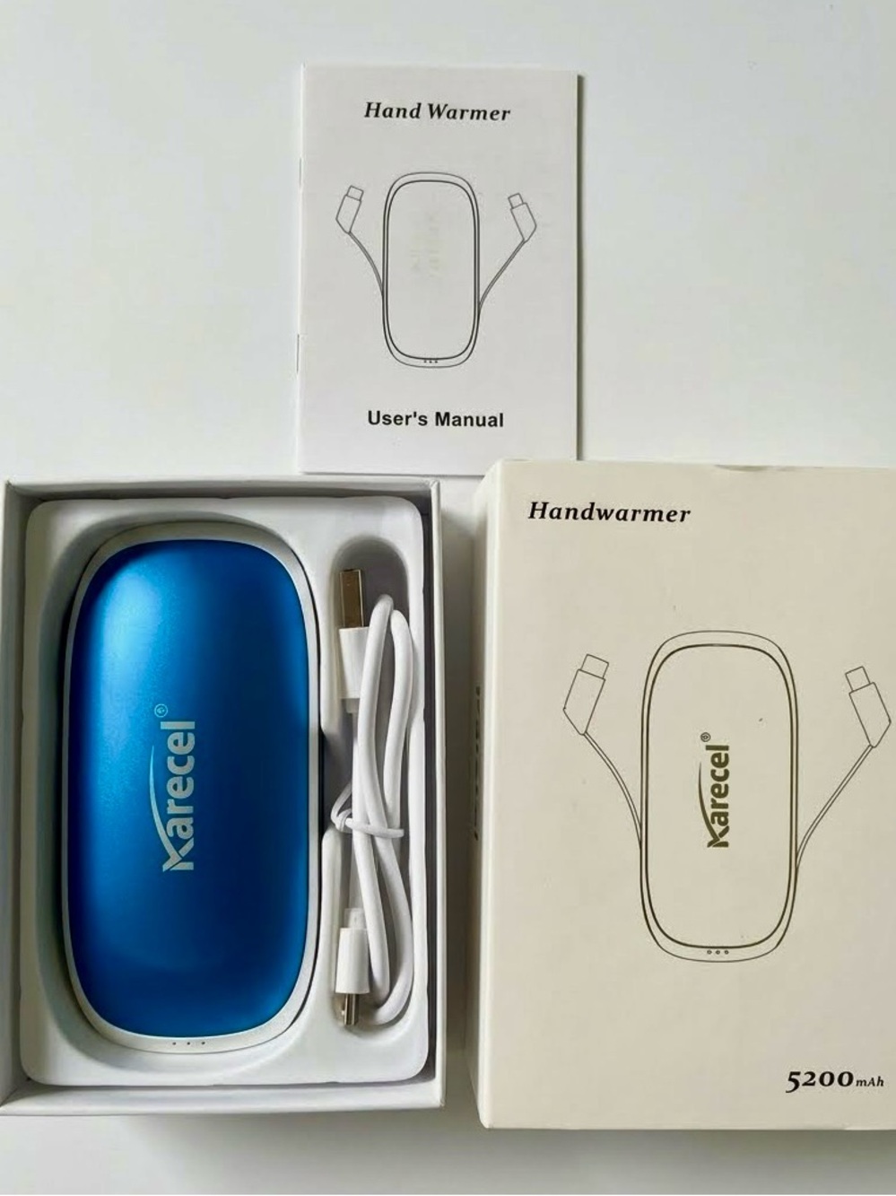Karecel Rechargeable Hand Warmer • 5200mAh • Blue • New